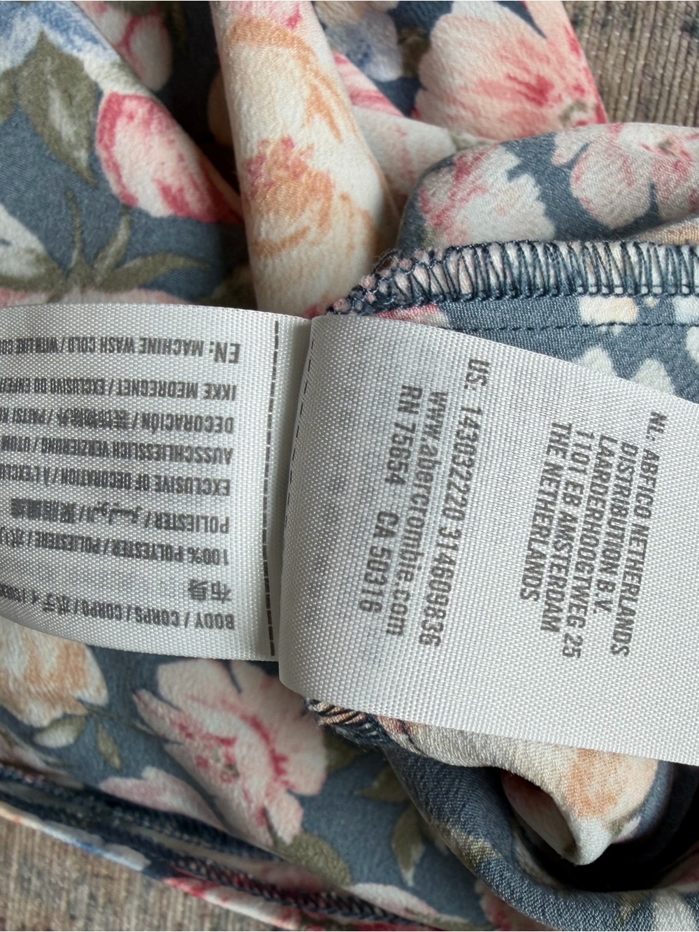 Abercrombie & Fitch Blue Floral Midi Skirt with Pink & Cream Blooms - Picture 7 of 8